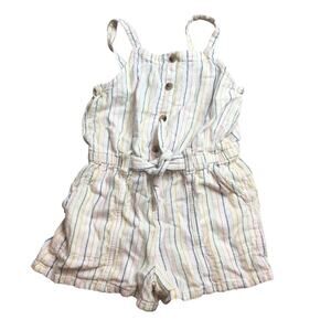 Old Navy Girls Romper Size 8 Linen Natural Beige Pink Blue